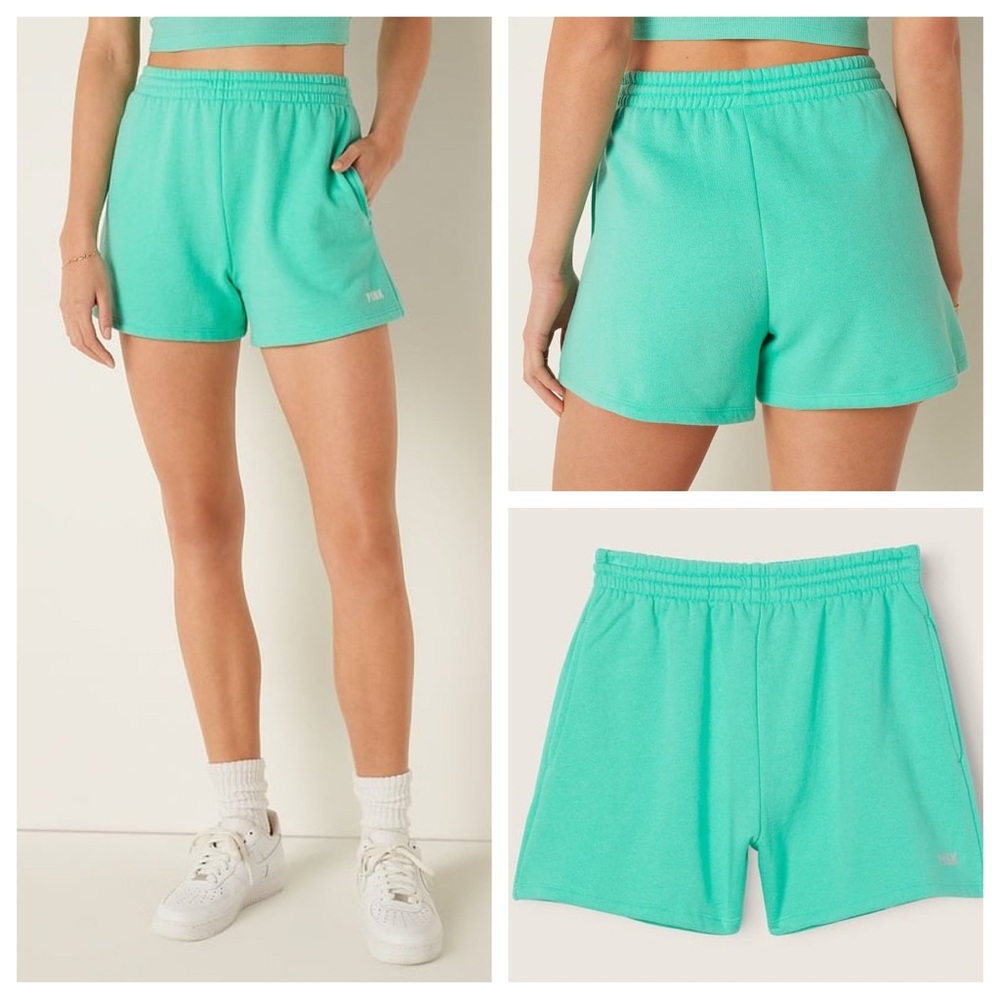 VS VICTORIAS SECRET PINK CAMPUS SWEAT SHORT TEAL ICE XL